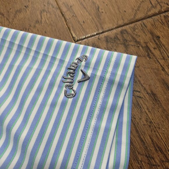 Callaway Polo Shirt Mens 3X Blue Striped Opti Dri Wicking Short Sleeve Adult 3XL - Picture 3 of 8